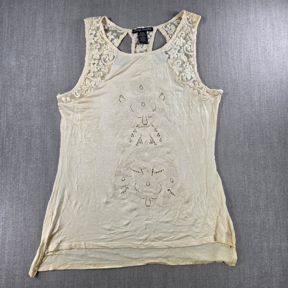 Simply Irresistible Tank Top Womens 1X Cream Lace Embroidered Eyelet Boho 9395KX